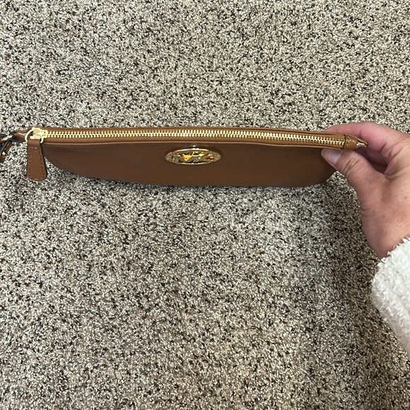 Michael Kors Fulton Pebbled Brown Leather Large Wristlet Clutch - Picture 9 of 13